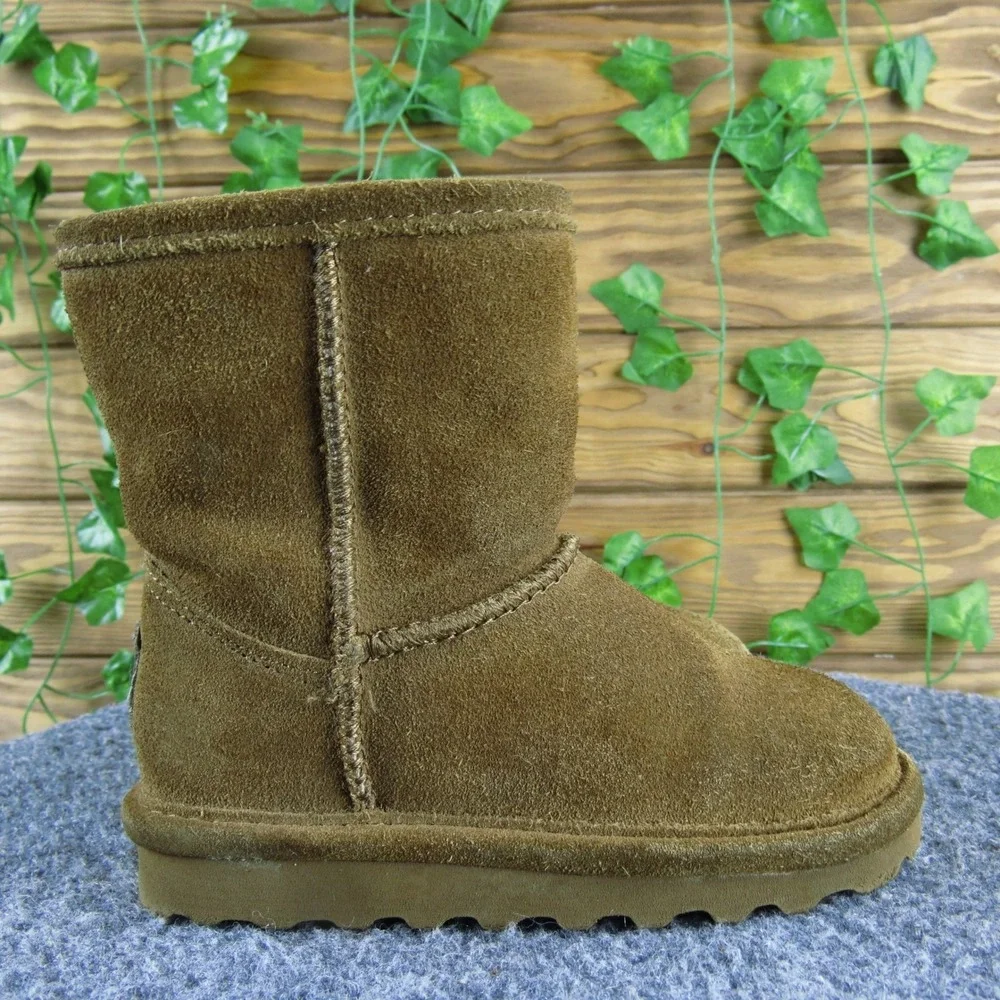 Bearpaw Elle‎ Kids Brown Suede Leather Sheepskin Lined Winter Boots Toddler 8